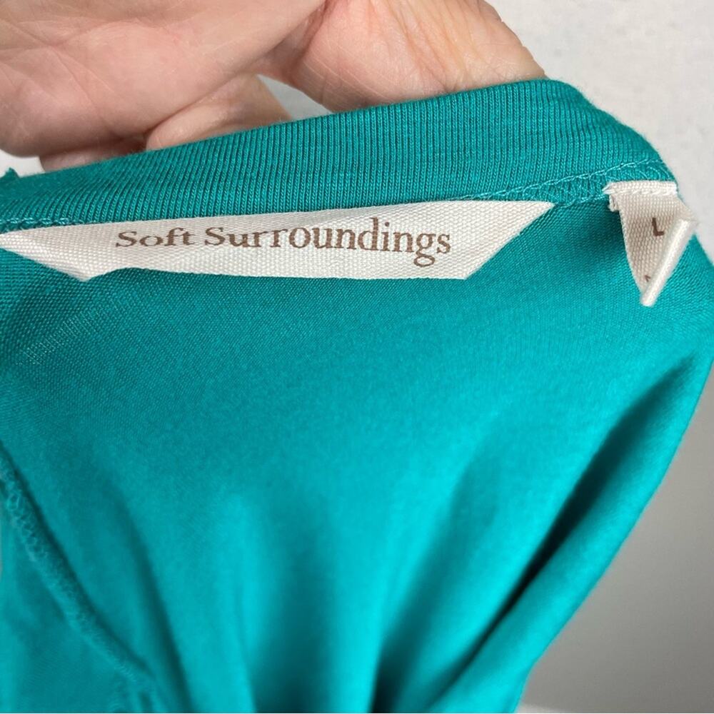 Soft Surroundings Green Stretch Knit Long Sleeve Drape Back Top Large - Picture 7 of 11